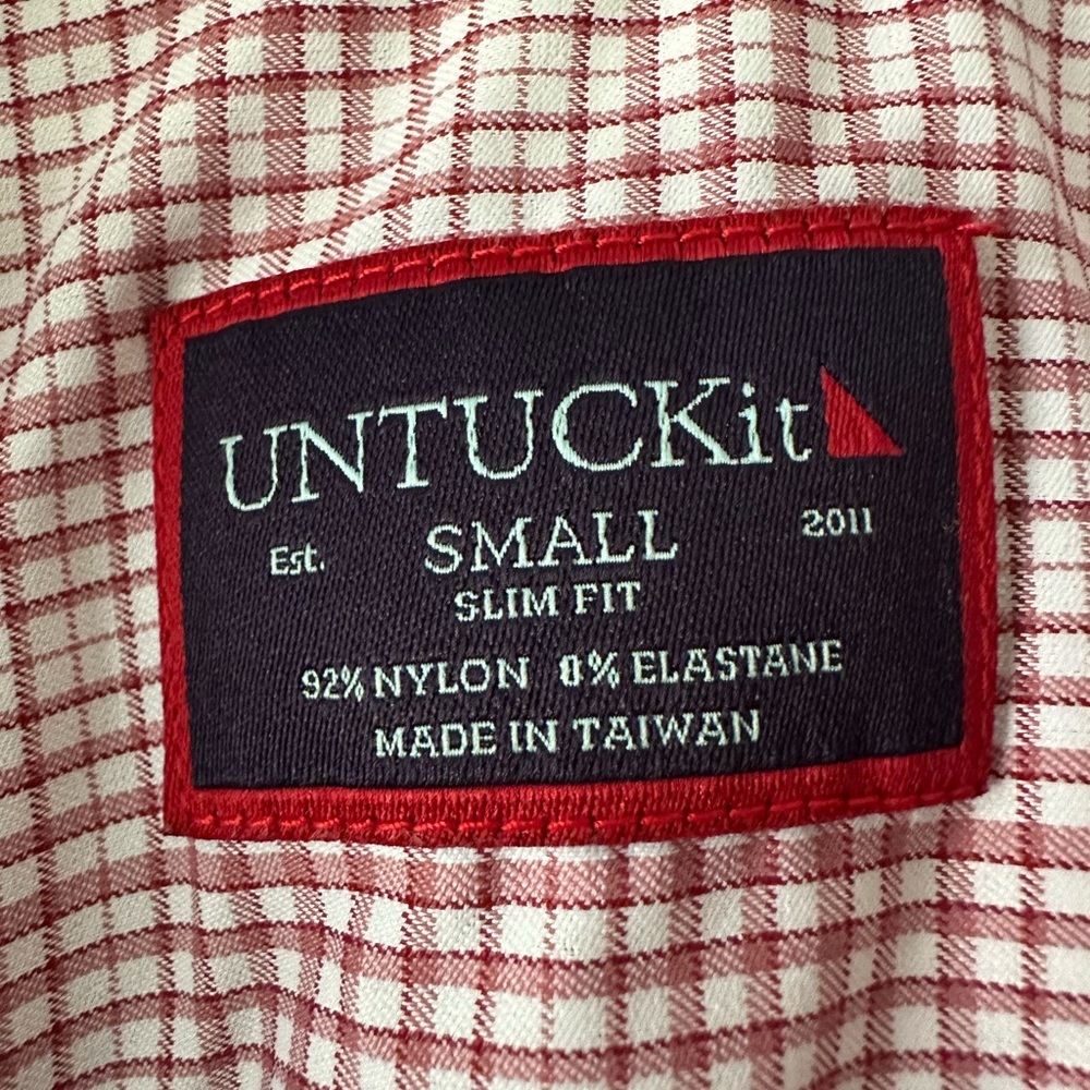 UNTUCKit Beckman Red Plaid Slim Fit Button Down, Size Small - Picture 2 of 11